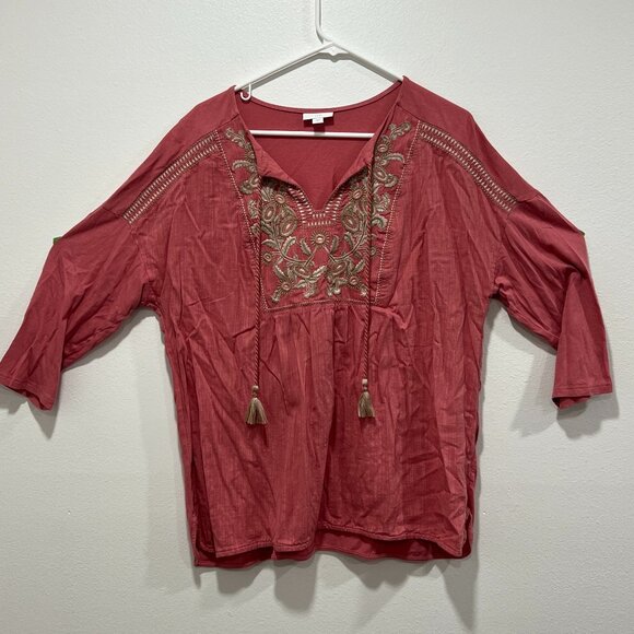 J.Jill Pink Tunic with Cream Embroidery - Picture 1 of 3